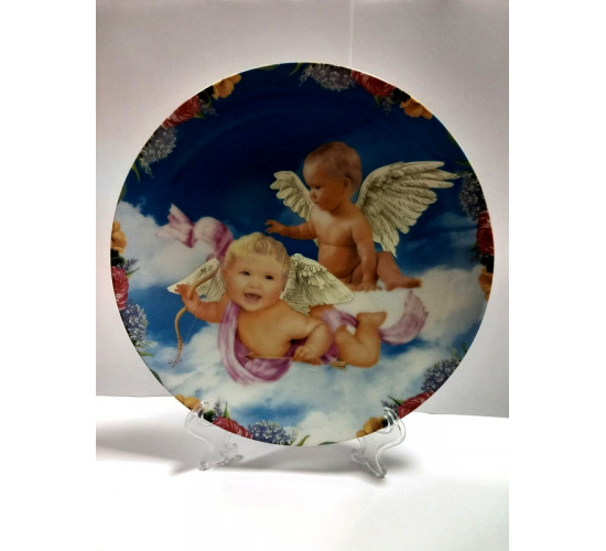 Тарелка-панно декоративная, подвесная "Ангелочки"