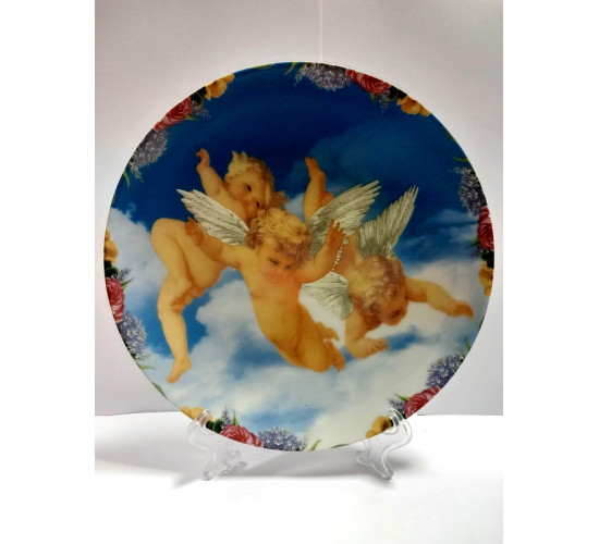 Тарелка-панно декоративная, подвесная "Ангелочки"