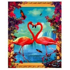 Алмазная мозаика на подрамнике "Влюблённые фламинго" 40х50 LT0518