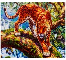 Алмазная мозаика на подрамнике "Леопард на дереве" 40х50 AR9390