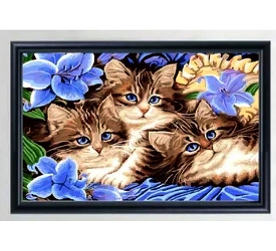 Алмазная мозаика на подрамнике "Синеглазые котята" 40х50 GA74041