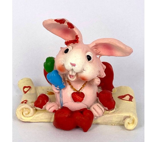 Розовый кролик / подставка д/визиток 7х7,5х3,5см  