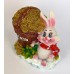 Кролик с елкой и корзиной денег/копилка 9,5х6х9,5см W-0031