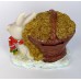 Кролик с елкой и корзиной денег/копилка 9,5х6х9,5см W-0031