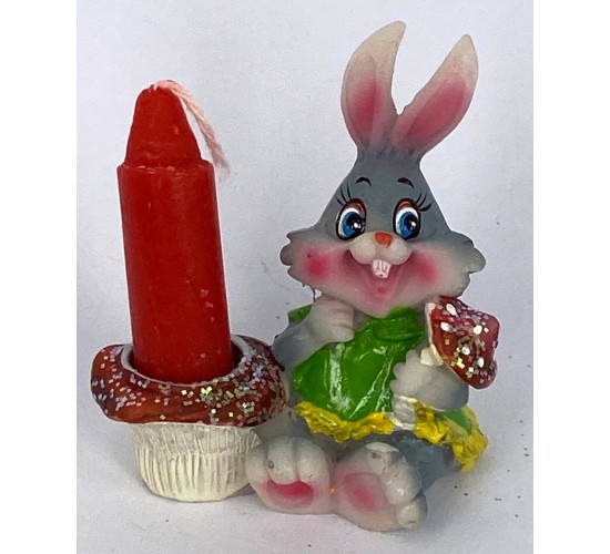 Кролик с урожаем/подсвечник со свечой 4,8х3х5,6см W-0110