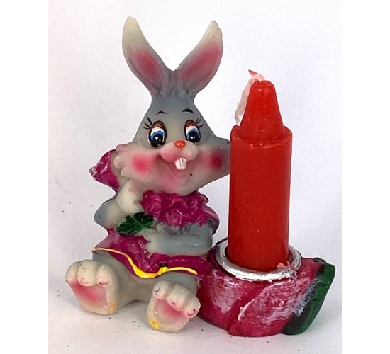 Кролик с урожаем/подсвечник со свечой 4,8х3х5,6см W-0110