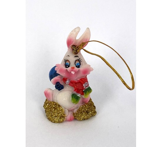 Кролик с подарками\игрушка на елку 5.7см W-0093