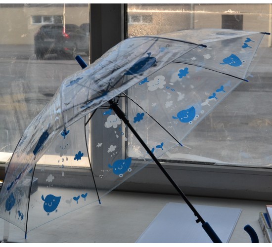 Зонт-трость полуавтомат прозрачный «Тучка» D=91 см