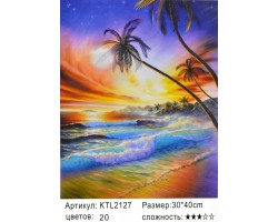 Картина по номерам 30x40 "Закат на Багамах"