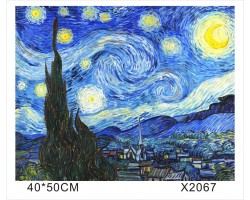 Картина-раскраска по номерам 40x50 "Звездная ночь"