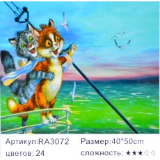 Картина-раскраска по номерам 40x50 "Коты на Титанике"