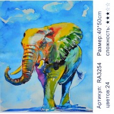 Картина-раскраска по номерам 40x50 "Слон. Акварель"