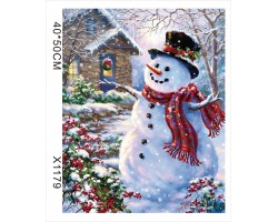 Картина-раскраска по номерам 40x50 "Снеговик"