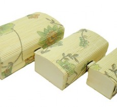 Набор из 3-х бамбуковых шкатулок с рисунком